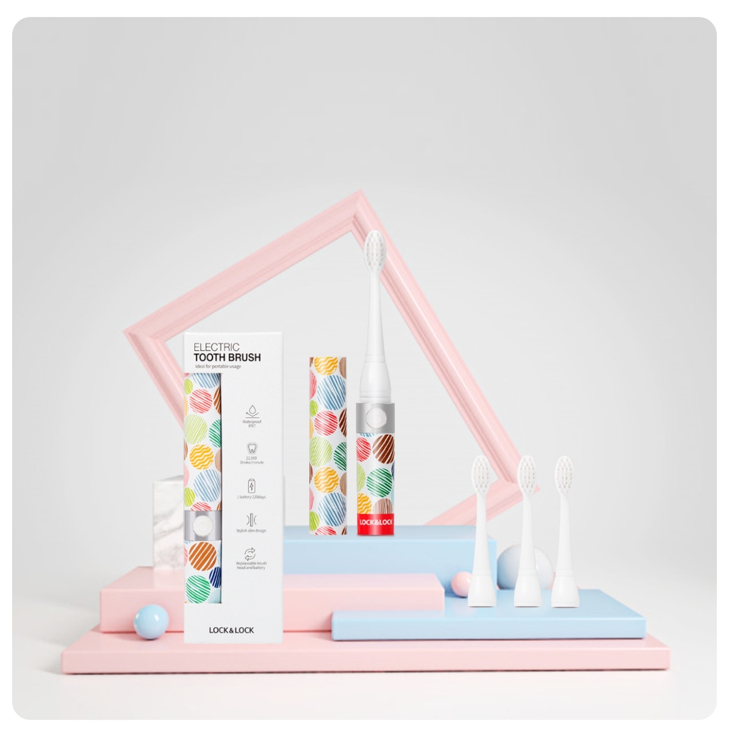 Bàn chải đánh răng điện Lock&Lock dùng pin AAA ENR236 - Hàng chính hãng, không thấm nước, trẻ em dùng được - JoyMall