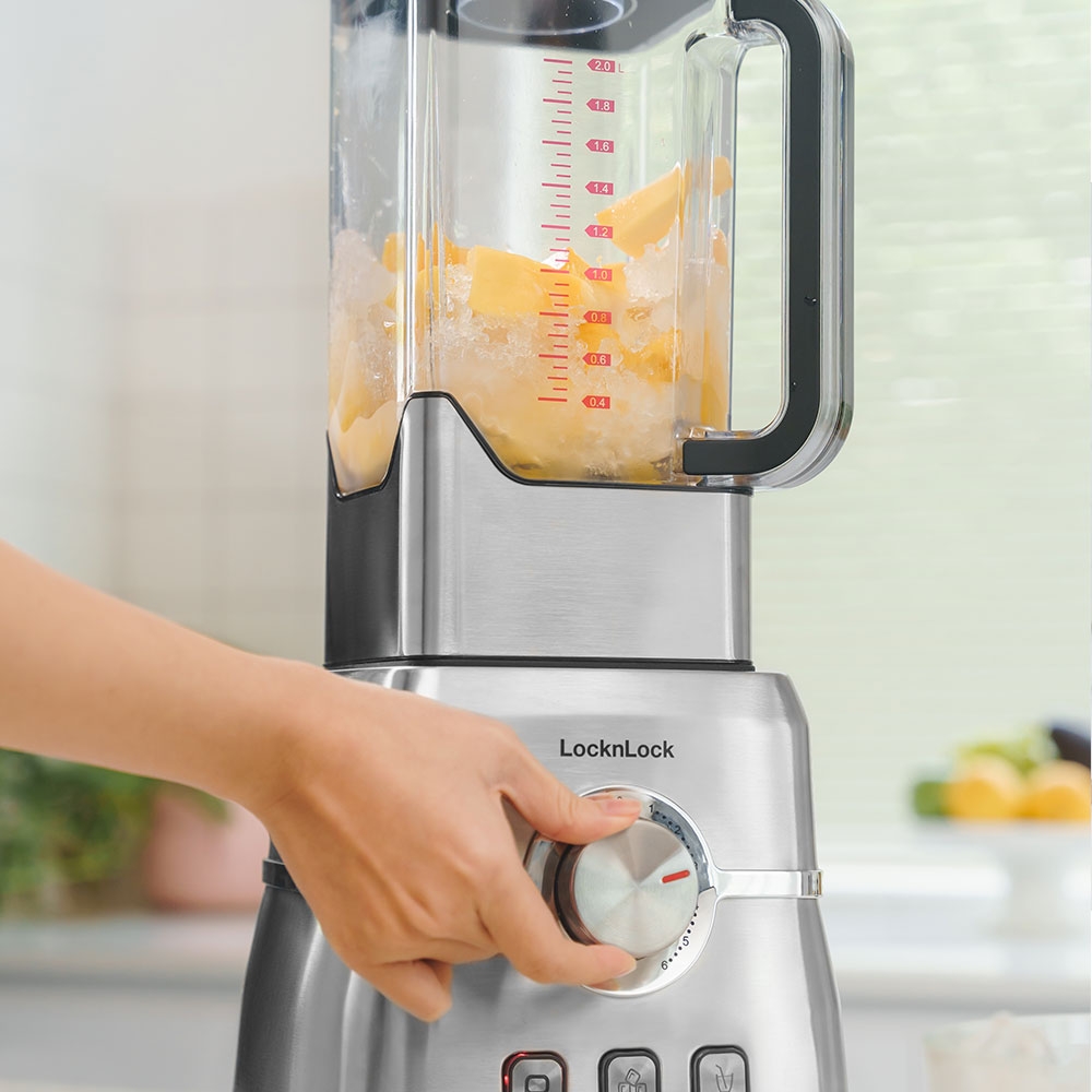 Máy xay sinh tố LocknLock EJM476SLV (2L)- Hàng chính hãng, 3 chế độ cài sẵn nhồi, nghiền đá và xay tốc độ cao - JoyMall