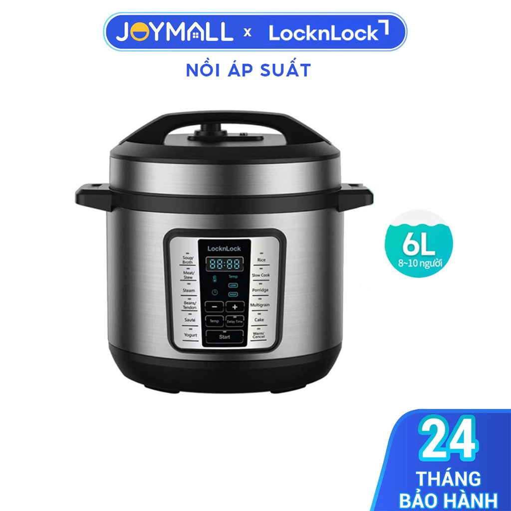 Nồi áp suất điện tử LocknLock EJP666SLV 6 lít - Hàng chính hãng, 11 chế độ cài sẵn, hẹn giờ nấu, giữ ấm - JoyMall