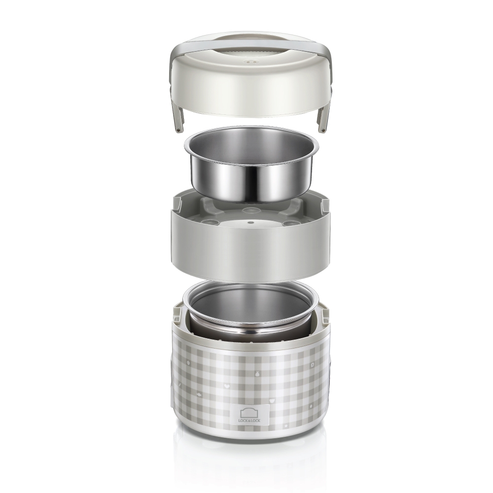 Hộp cơm cắm điện Lock&Lock 2 lít dùng nấu và hâm nóng thức ăn EJR216 - Hàng chính hãng có ngăn chứa riêng - JoyMall