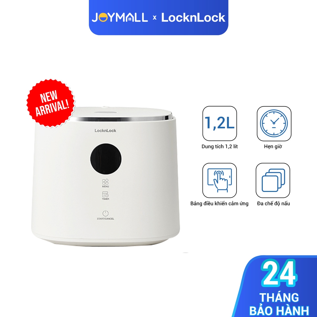 Nồi cơm điện LocknLock 1.2L Bianco EJR384IVY, Hàng chính hãng, đa chế độ nấu, bảng điều khiển cảm ứng - JoyMall