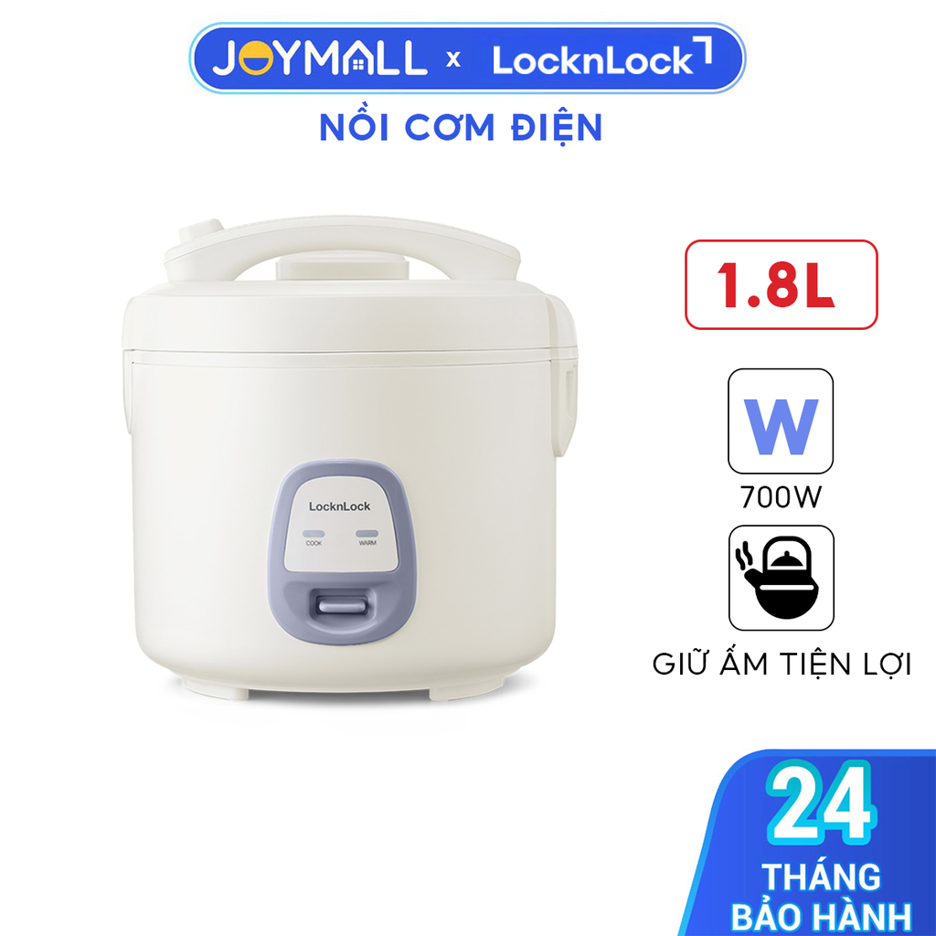 Nồi Cơm Điện LocknLock Electric Rice Cooker 1.8L EJR462IVY 700W, Hàng Chính Hãng - JoyMall