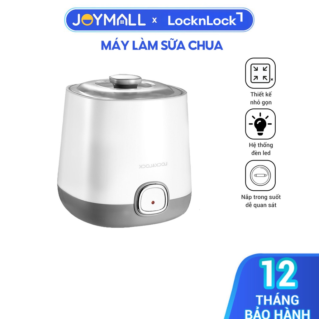 Máy làm sữa chua Lock&Lock EJY110SLV 1000ml - Hàng chính hãng nắp trong suốt dễ quan sát, lên men tự động - JoyMall