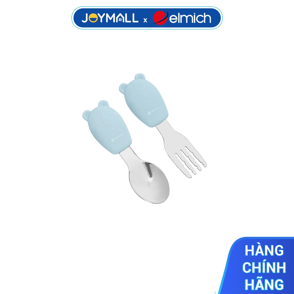 Bộ thìa muỗng dĩa cho bé silicon, inox 304 Elmich Babycare EL-0005TD2, Hàng chính hãng, An toàn cho sức khỏe - JoyMall