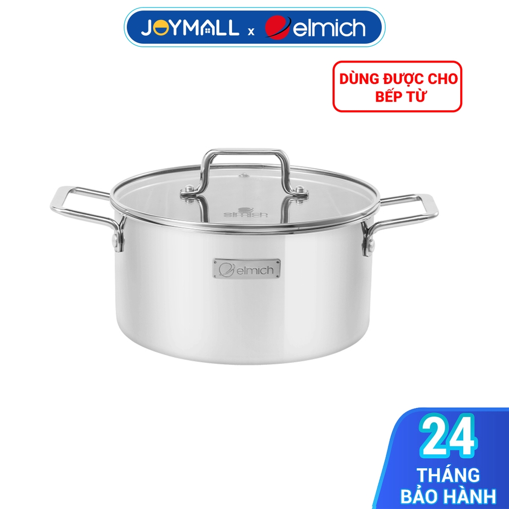 Nồi Inox dập nguyên khối Elmich Hera EL-2130OL, Hàng chính hãng, bắt từ trên mọi loại bếp, lỗ thoát hơi to - JoyMall