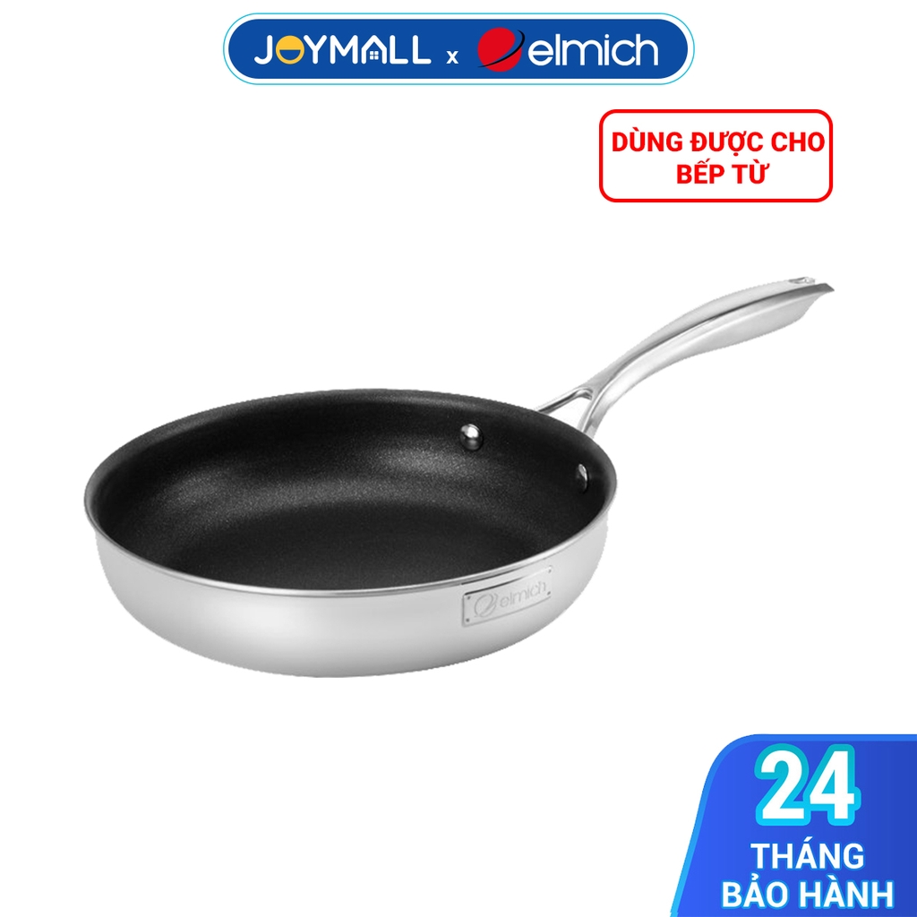 Chảo Inox chống dính dập nguyên khối Elmich EL-2431OL Size 20,24,26cm, Hàng chính hãng,sử dụng trên mọi loại bếp-JoyMall
