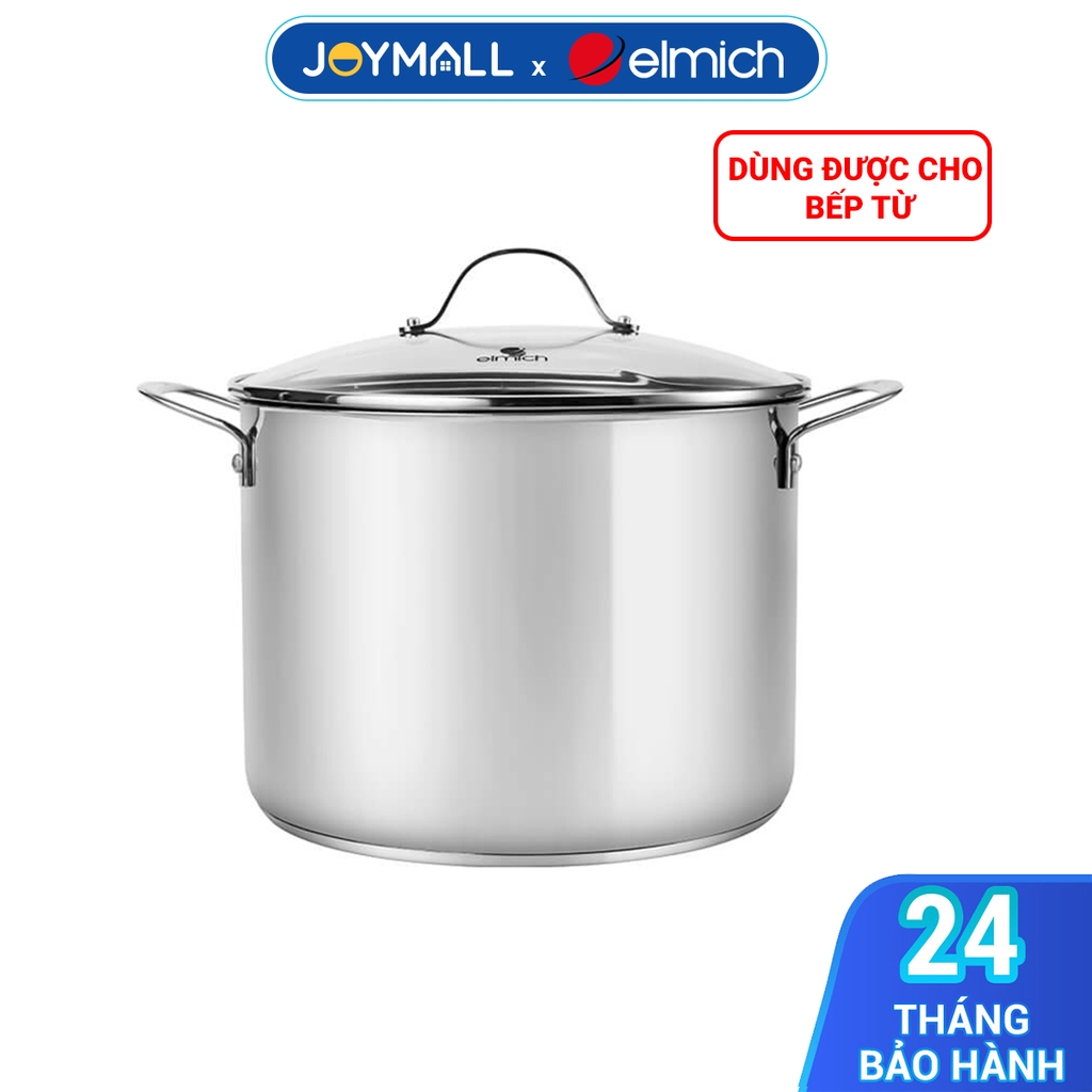 Nồi luộc gà inox 304 elmich EL-2525IN28 size 28cm, Hàng chính hãng, bắt từ nhanh trên mọi loại bếp - JoyMall