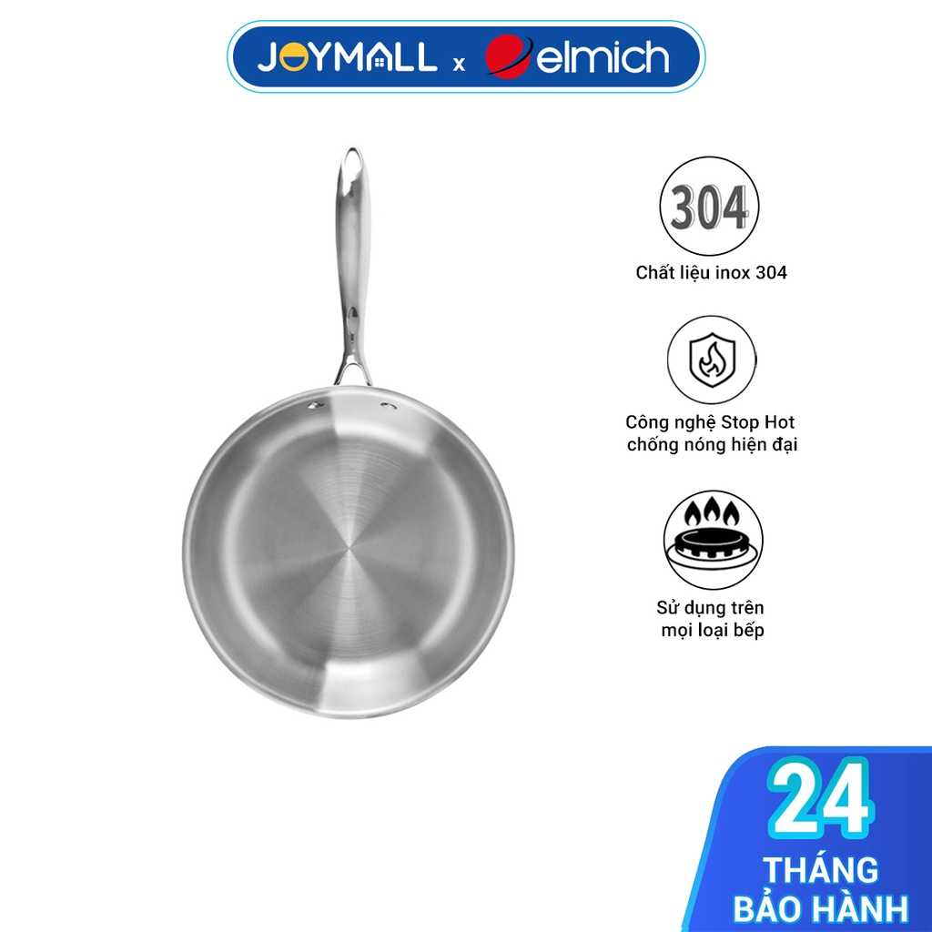 Chảo inox 3 lớp Trimax Elmich EL-3846 26cm, Hàng chính hãng, Công nghệ Stop Hot, dùng được mọi loại bếp - JoyMall