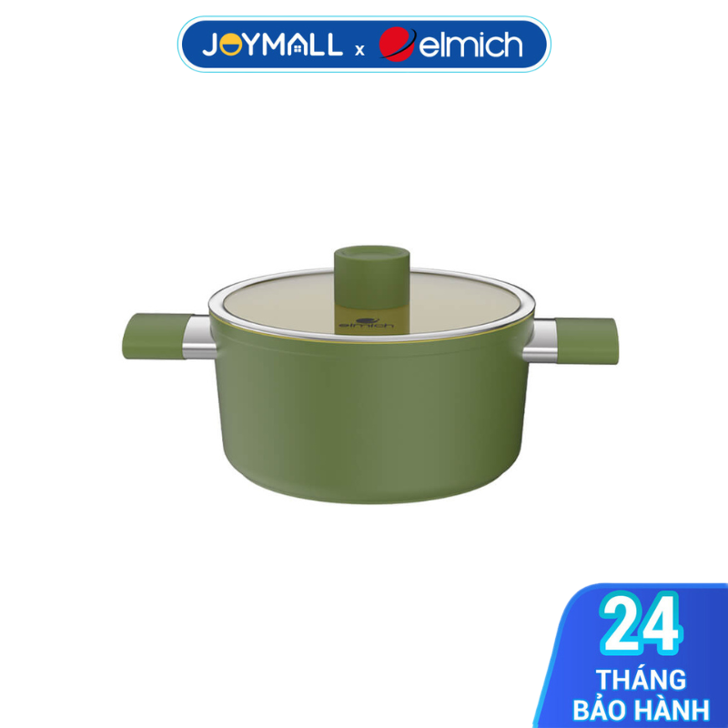 Nồi quánh phủ sứ an toàn Elmich Olive EL-5523OV nhiều size, Hàng chính hãng,dùng được bếp từ-JoyMall