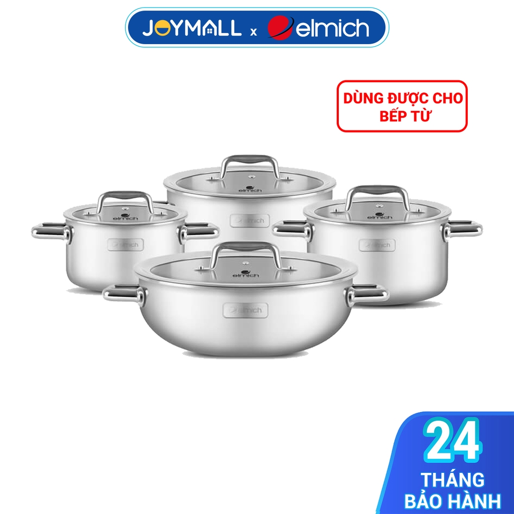 Bộ nồi inox liền khối Elmich Trimax ECO EL-8002 size 16, 20, 22, lẩu xào 28cm