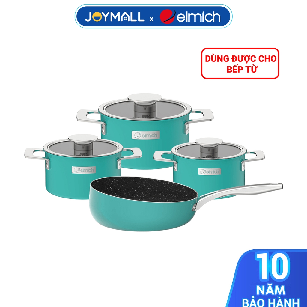 Bộ nồi chảo Inox liền khối Elmich Hera EL-8138 size 16,18,22 chảo full induction 26cm