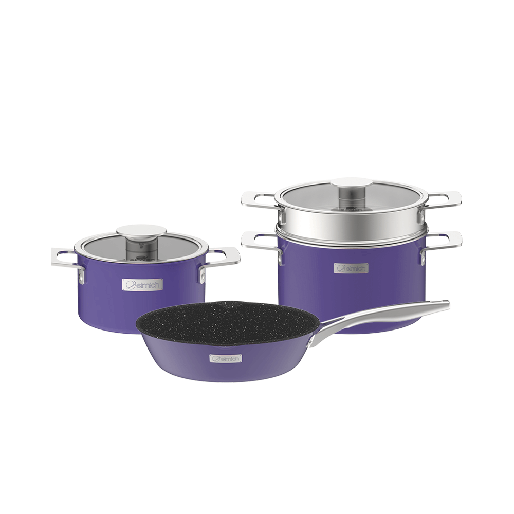 Bộ nồi Inox liền khối Elmich Hera EL-8193 size 16,20,22 chảo 26cm