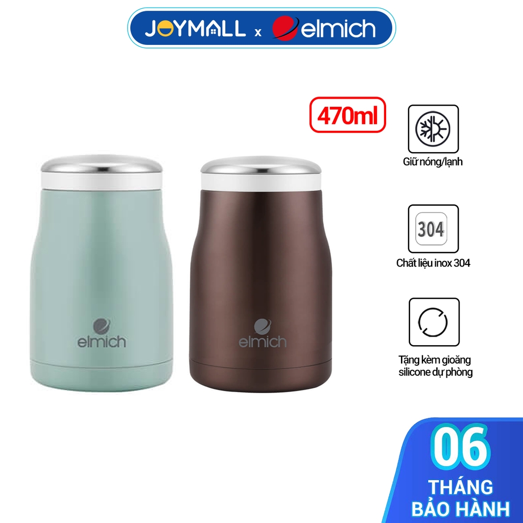 Bình đựng thức ăn giữ nhiệt Inox 304 Elmich EL-8291BW dung tích 470ml (bảo hành chính hãng 6 tháng)