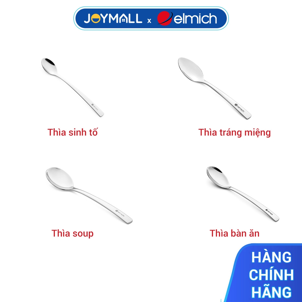 Bộ 6 thìa muỗng đa năng Elmich EL0004T190 EL0004T122 EL0004T184 EL0004T185, Hàng chính hãng, thép 304 cao cấp - JoyMall