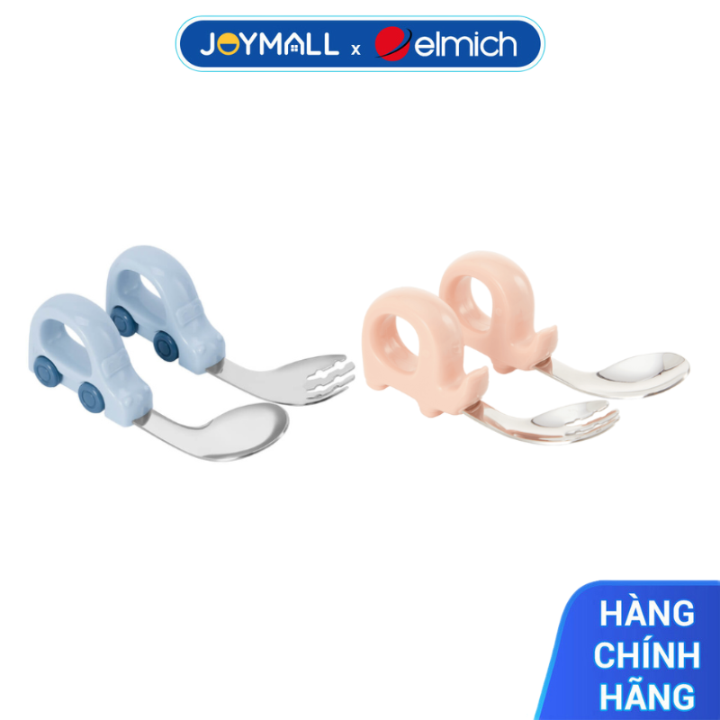 Bộ thìa nĩa cho bé Elmich EL0028 EL0034, Hàng chính hãng, họa tiết đáng yêu,inox 316 an toàn-JoyMall