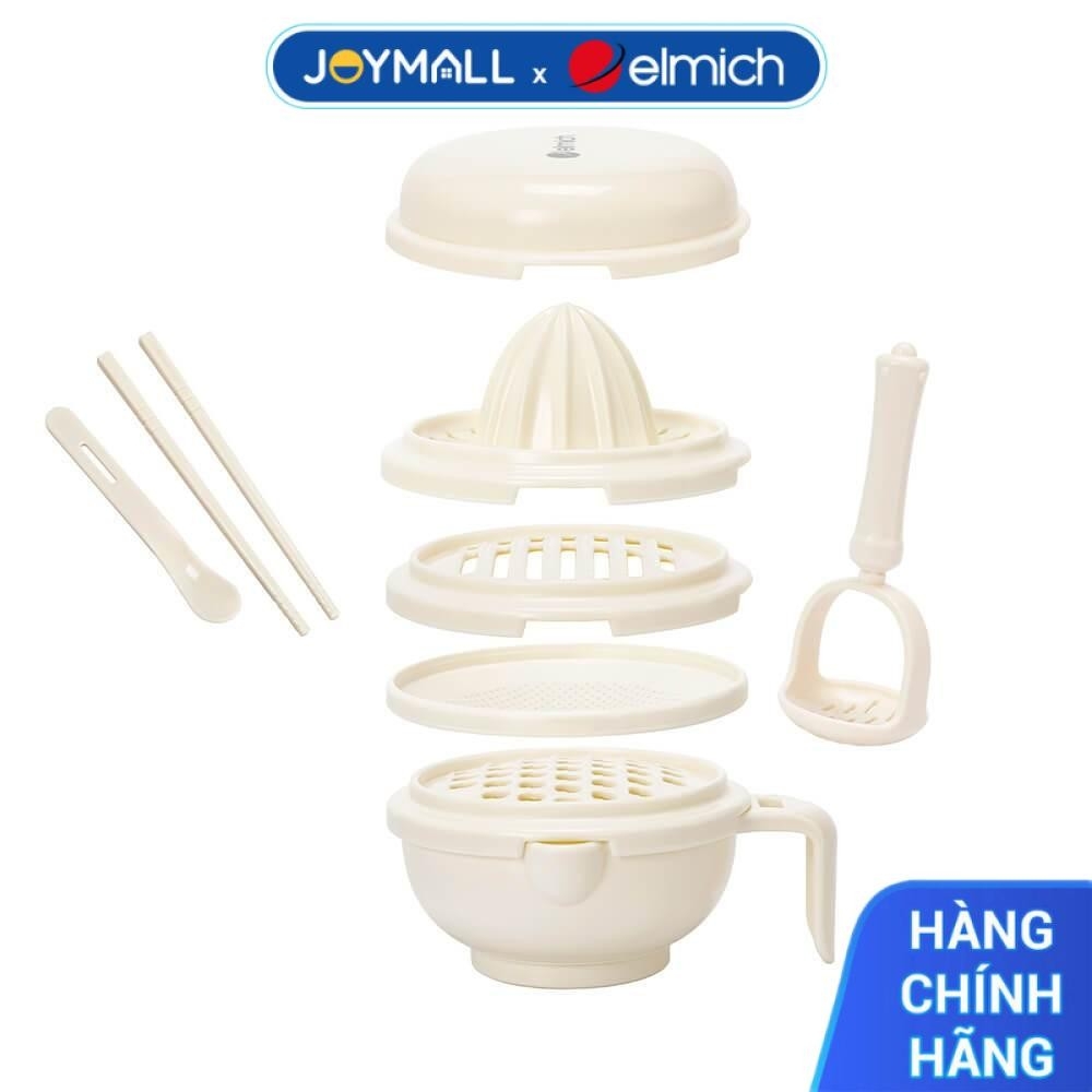 Bộ Dụng Cụ Chế Biến Ăn Dặm Cho Bé Elmich BabyCare EL0774, Hàng Chính Hãng, Nhựa PP An Toàn - JoyMall