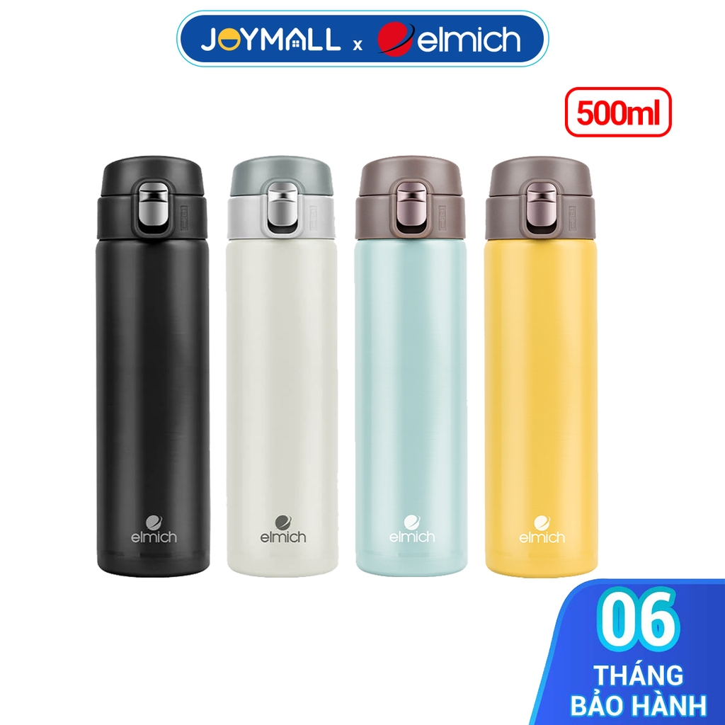 Bình giữ nhiệt inox 304 Elmich EL8295 dung tích 500ml, Hàng chính hãng, nắp bật 1 chạm, có miệng rót - JoyMall