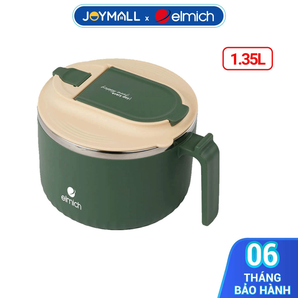 Nồi điện nấu mì inox 304 Elmich EL8314 dung tích 1.35L, Hàng chính hãng, có tay cầm, tích hợp lỗ thông hơi - JoyMall