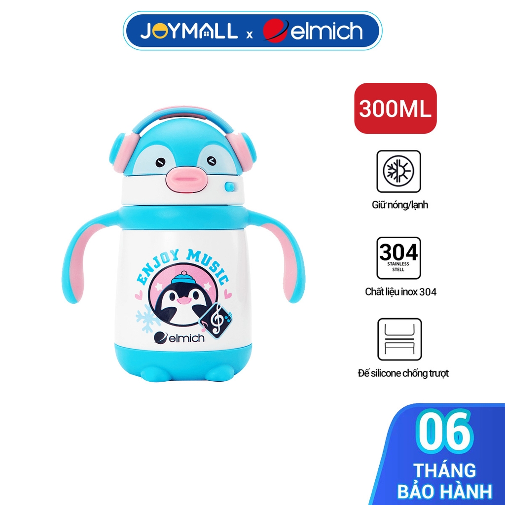 Bình giữ nhiệt trẻ em 300ml inox 316 Elmich Baby EL8348, Hàng chính hãng, có tay cầm, nắp mở 1 chạm, an toàn - JoyMall
