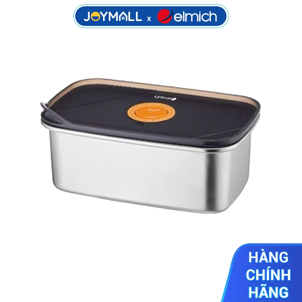 Hộp đựng thực phẩm inox 304 Elmich EL8438 EL8439 0,9 và 1,1L, Hàng chính hãng, ghi nhớ thời gian, nắp nhựa PP - JoyMall