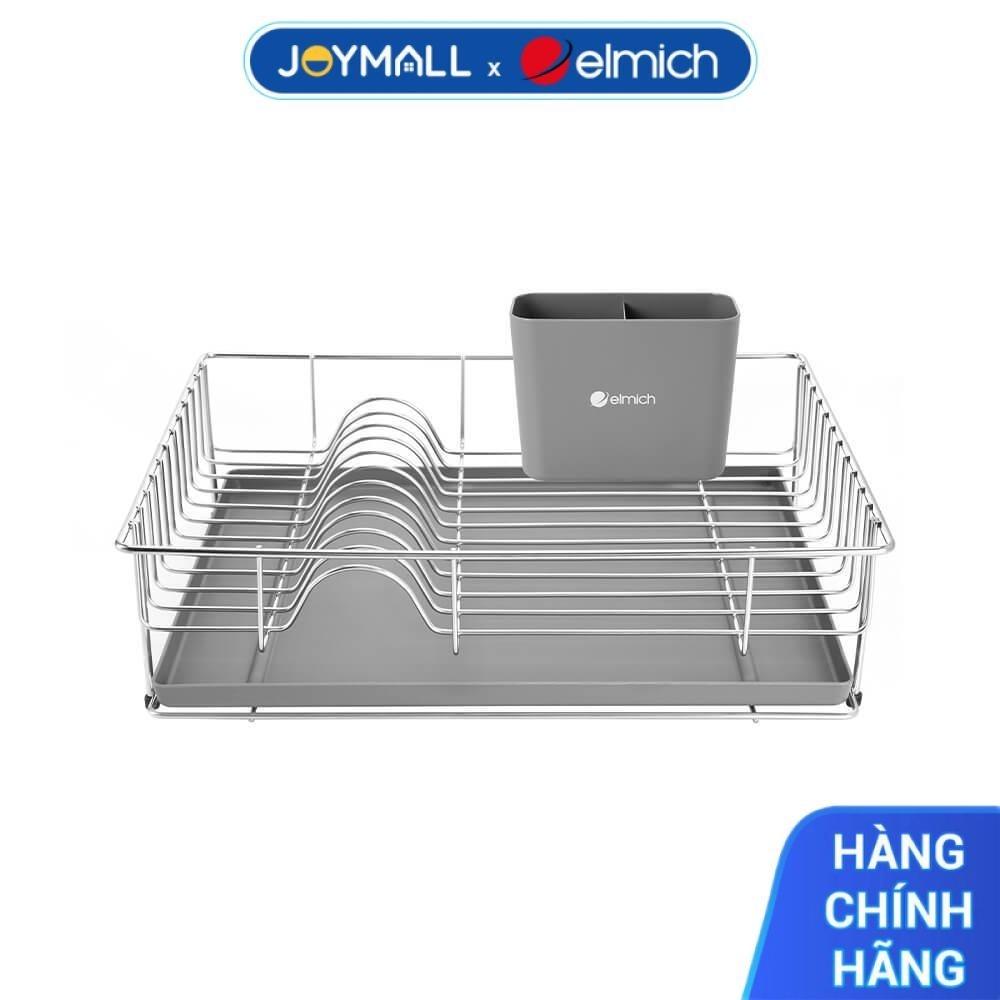 Kệ úp bát đĩa inox 304 Elmich 1 tầng Elmich EL8443, Hàng chính hãng, có 1 hộp đựng đũa muỗng thìa - JoyMall