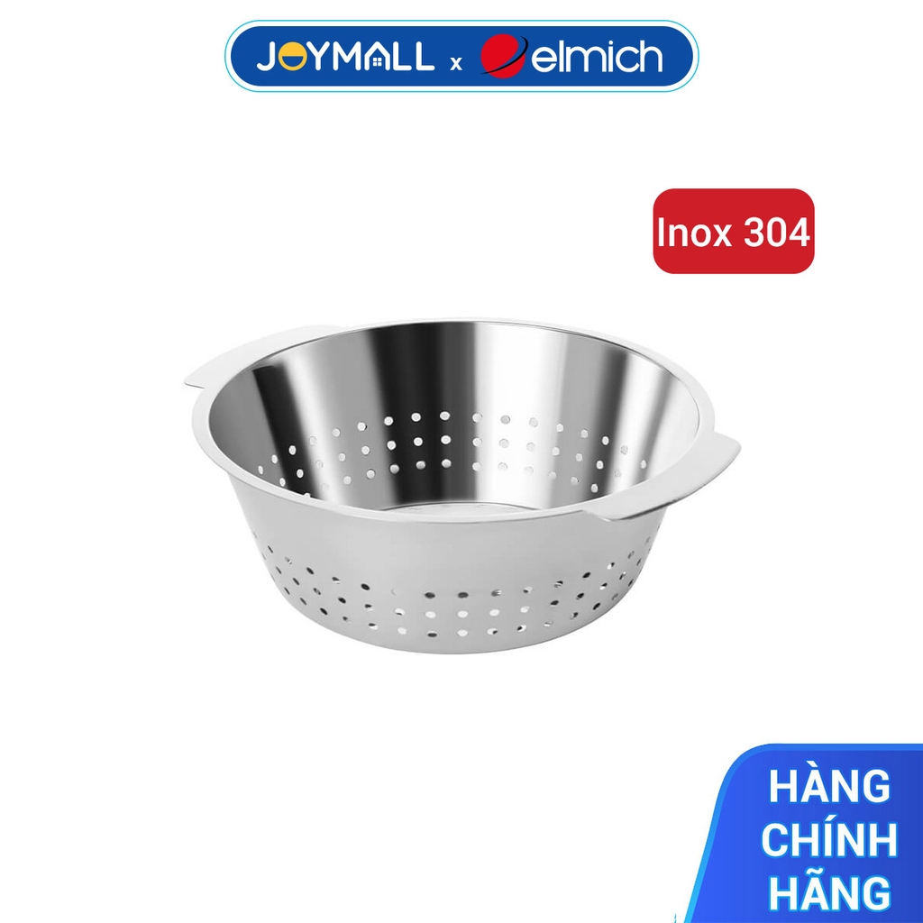Rổ inox 304 22cm Elmich EL8444, Hàng chính hãng, Chống gỉ sét, có quai cầm, lỗ thoát nước nhỏ - JoyMall
