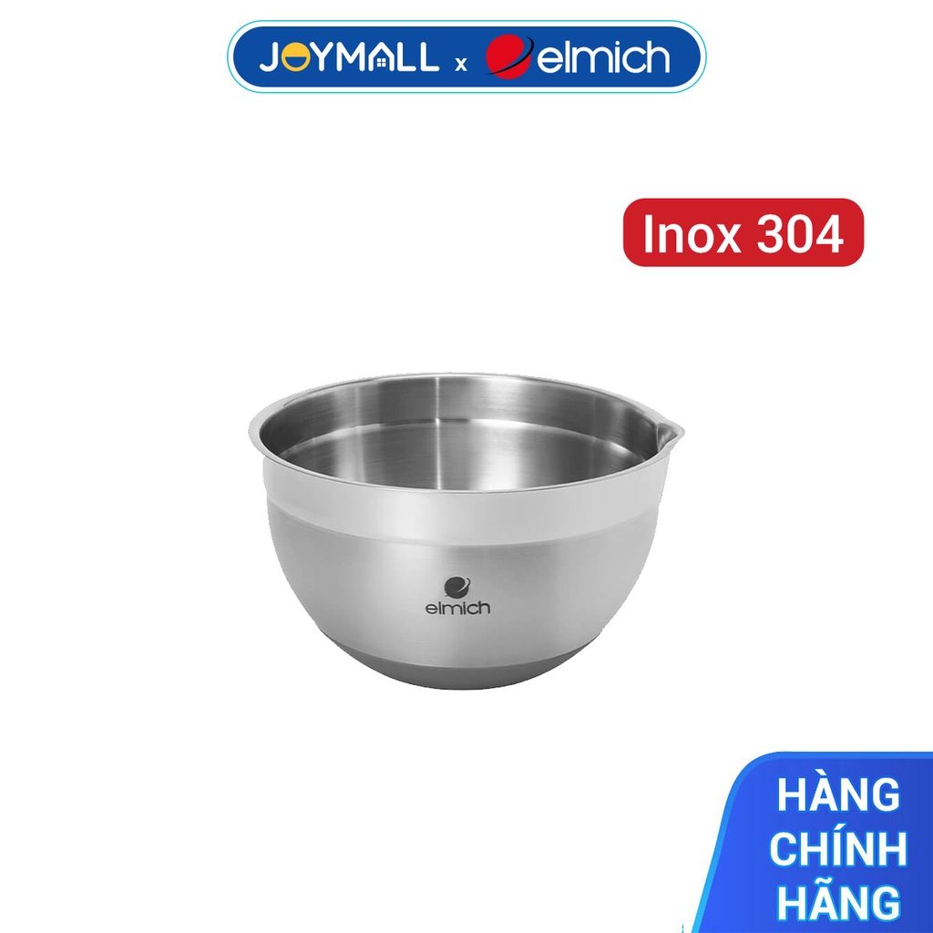 Tô bát trộn inox 304 Elmich EL8445 EL8446, Hàng chính hãng, size 22-24cm, lòng sâu, có miệng rót tiện lợi - JoyMall