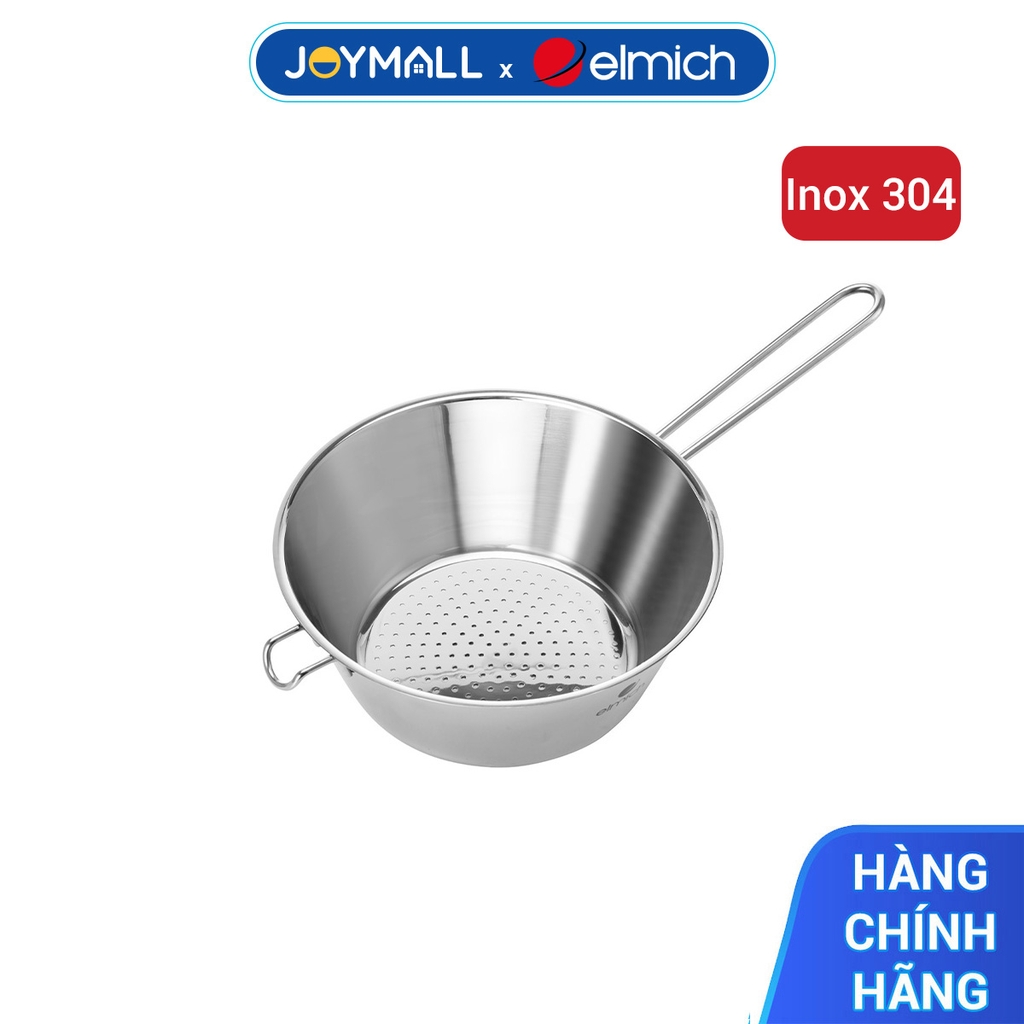 Dụng cụ lọc nước có tay cầm inox 304 Elmich EL8449, Hàng chính hãng, size 21.5cm, lỗ thoát nước nhỏ - JoyMall