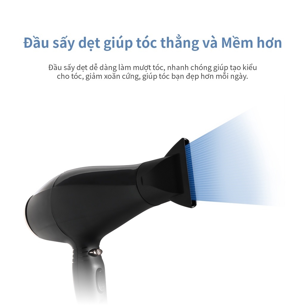 Máy sấy tóc Lock&Lock ENA146BLK - Hàng chính hãng, chế độ nóng lạnh, kèm đầu dẹp tạo kiểu - JoyMall