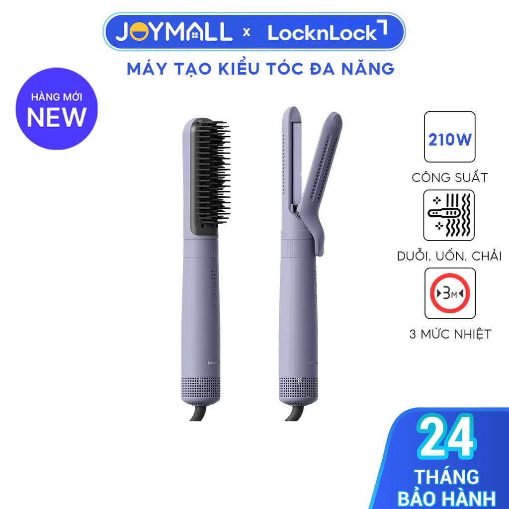 Máy Tạo Kiểu Tóc Đa Năng LocknLock Multi Hair Styler ENA236PUP 210W, Hàng Chính Hãng, Màu Tím - JoyMall