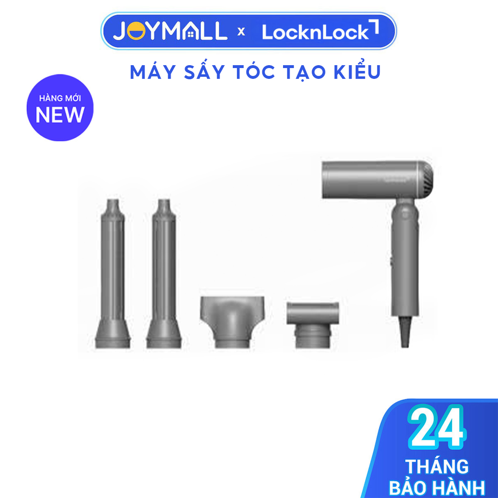 Máy Sấy Tạo Kiểu Tóc Gấp Gọn LocknLock ENA626GRY, Hàng Chính Hãng, Màu Xám, 1300W - JoyMall