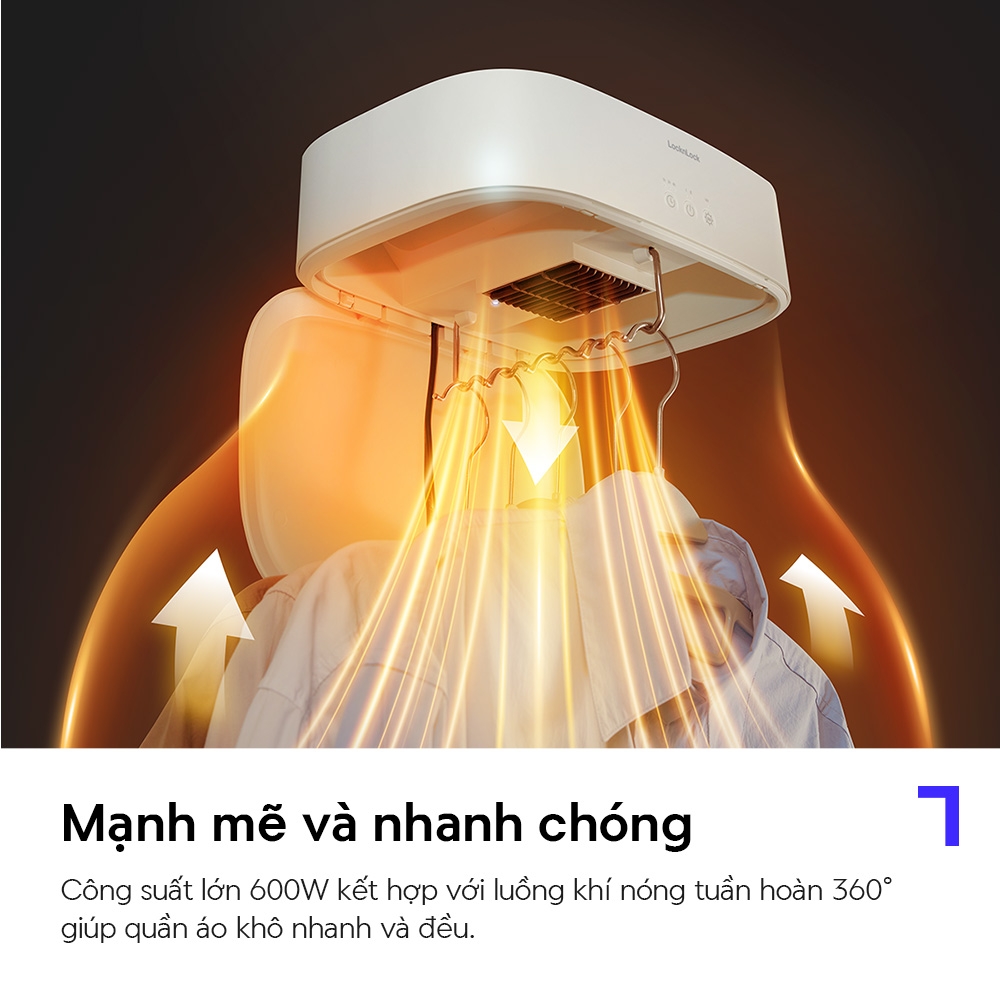 Máy Sấy Khử Khuẩn Quần Áo LocknLock Cloth Sterilizer Dryer END112IVY 600W, Hàng Chính Hãng - JoyMall