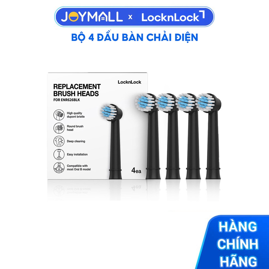 Bộ 4 đầu bàn chải điện LocknLock ENR626BLK_RB màu đen - Hàng chính hãng - JoyMall
