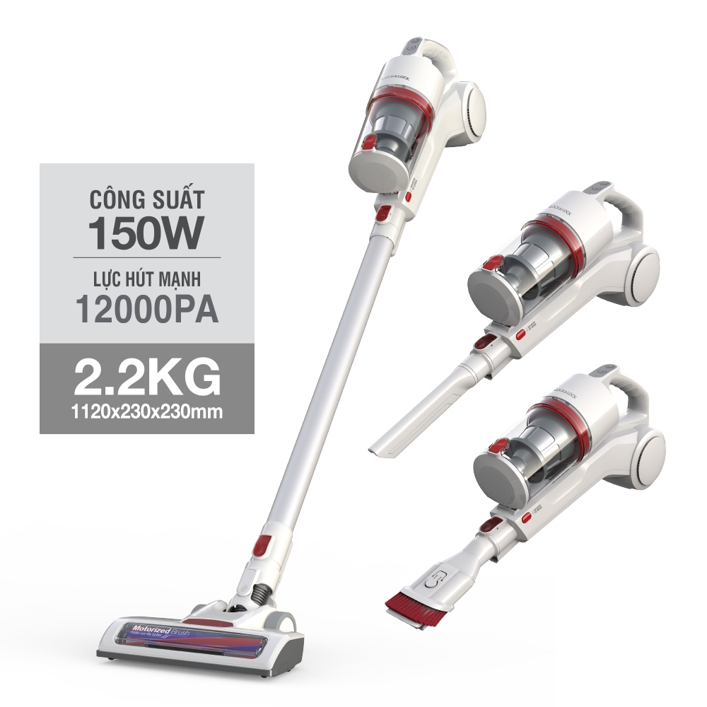 Máy hút bụi cầm tay không dây Lock&Lock ENV116WHT 150W - Hàng chính hãng, dùng trong nhà, xe ô tô - JoyMall