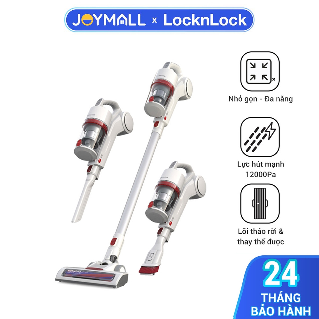 Máy hút bụi cầm tay không dây Lock&Lock ENV116WHT 150W - Hàng chính hãng, dùng trong nhà, xe ô tô - JoyMall