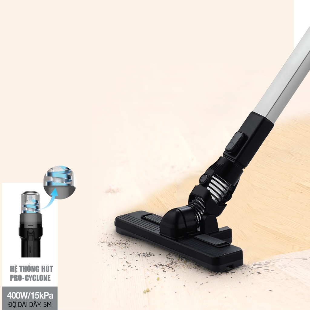 Máy hút bụi Lock&Lock cầm tay ENV336BLK 400w - Hàng chính hãng có dây, lực hút mạnh, đa dạng đầu hút, gọn nhẹ - JoyMall