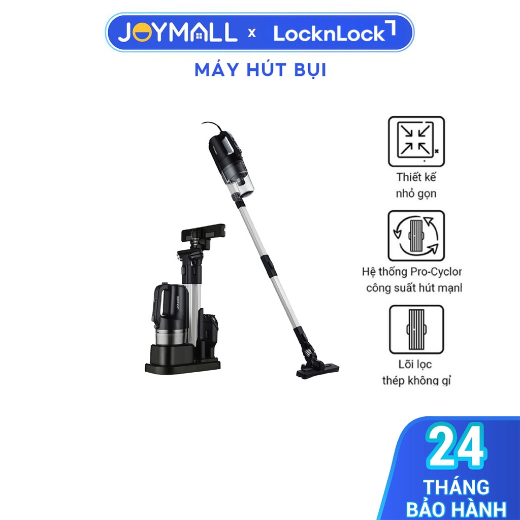 Máy hút bụi Lock&Lock cầm tay ENV336BLK 400w - Hàng chính hãng có dây, lực hút mạnh, đa dạng đầu hút, gọn nhẹ - JoyMall