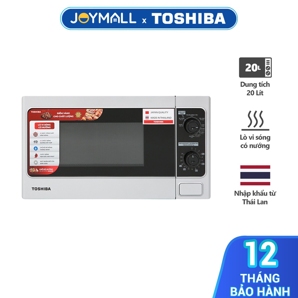 Lò vi sóng Toshiba ER-SGM20(S1)VN - 20L - Xuất xứ Thái Lan - Có chức năng nướng - Hàng chính hãng, bảo hành 12 tháng