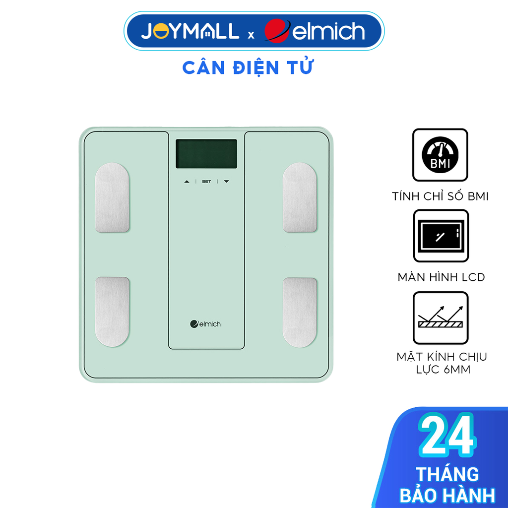 Cân Sức Khỏe Điện Tử Elmich ESE-9171, Hàng Chính Hãng, Màn Hình LCD, Mặt Kính Chịu Lực 6mm - JoyMall