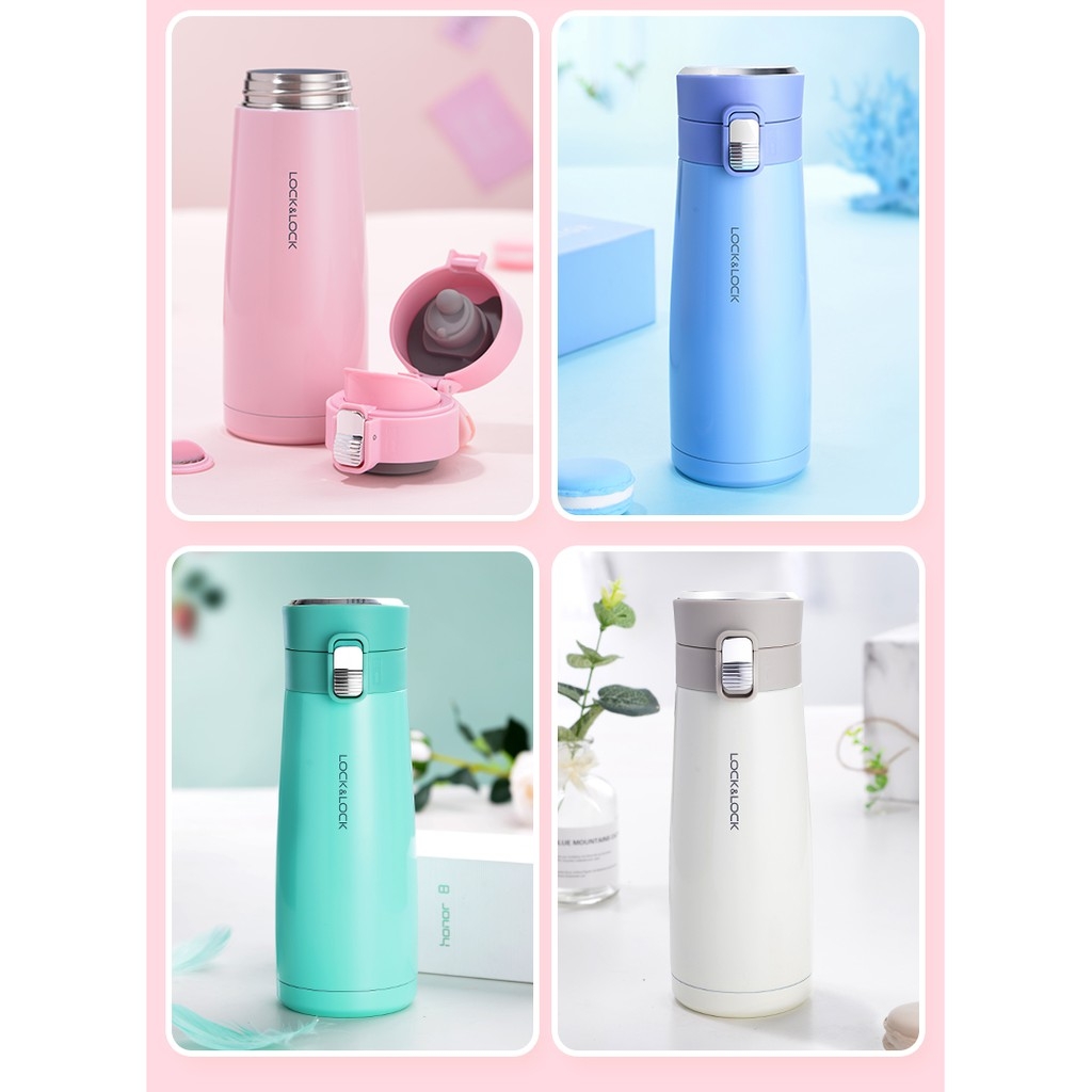 Bình giữ nhiệt Lock&Lock 450ml LHC3245 Holiday Sunset I.d Tumbler - Hàng chính hãng, mở nắp 1 chạm - JoyMall