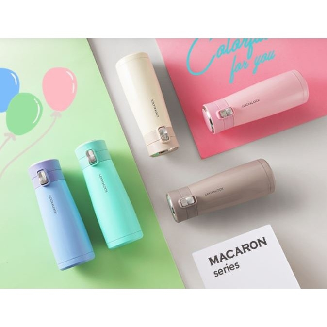 Bình giữ nhiệt Lock&Lock 450ml LHC3245 Holiday Sunset I.d Tumbler - Hàng chính hãng, mở nắp 1 chạm - JoyMall