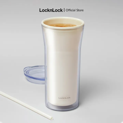 Ly nhựa 2 lớp Lock&Lock Daily Essential Cold Cup 770ml HAP526, Hàng chính hãng, nắp công thái học, kèm ống hút - JoyMall