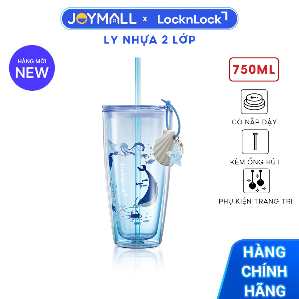 Ly nhựa cách nhiệt 2 lớp LocknLock Ocean Double wall Cold cup HAP534BLU dung tích 750ml