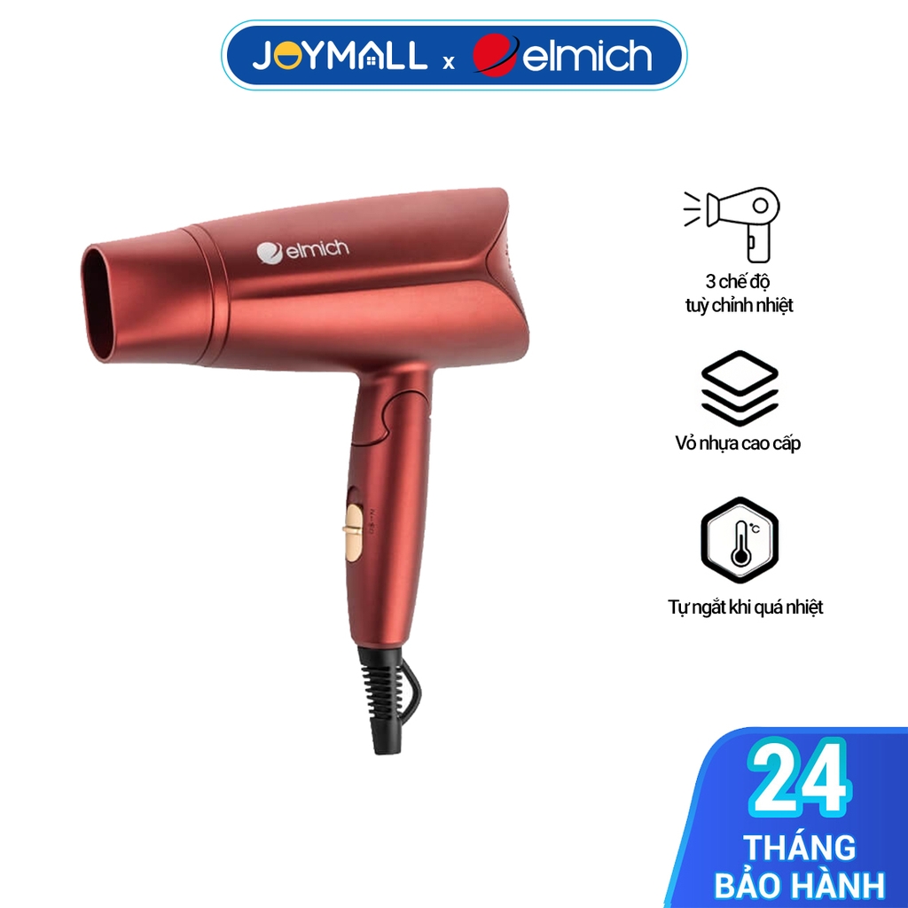 Máy sấy tóc Elmich HDE-1810OL, Hàng chính hãng, 3 Chế độ điều chỉnh nhiệt, Thiết kế giảm tiếng ồn, Sấy nhanh - JoyMall