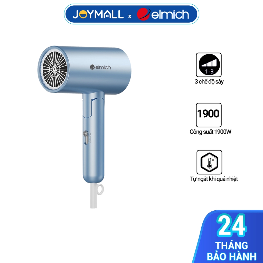 Máy sấy tóc Elmich HDE-8591, Hàng chính hãng, 3 mức cài đặt sấy, chức năng sấy ion, tự ngắt khi quá nhiệt - JoyMall