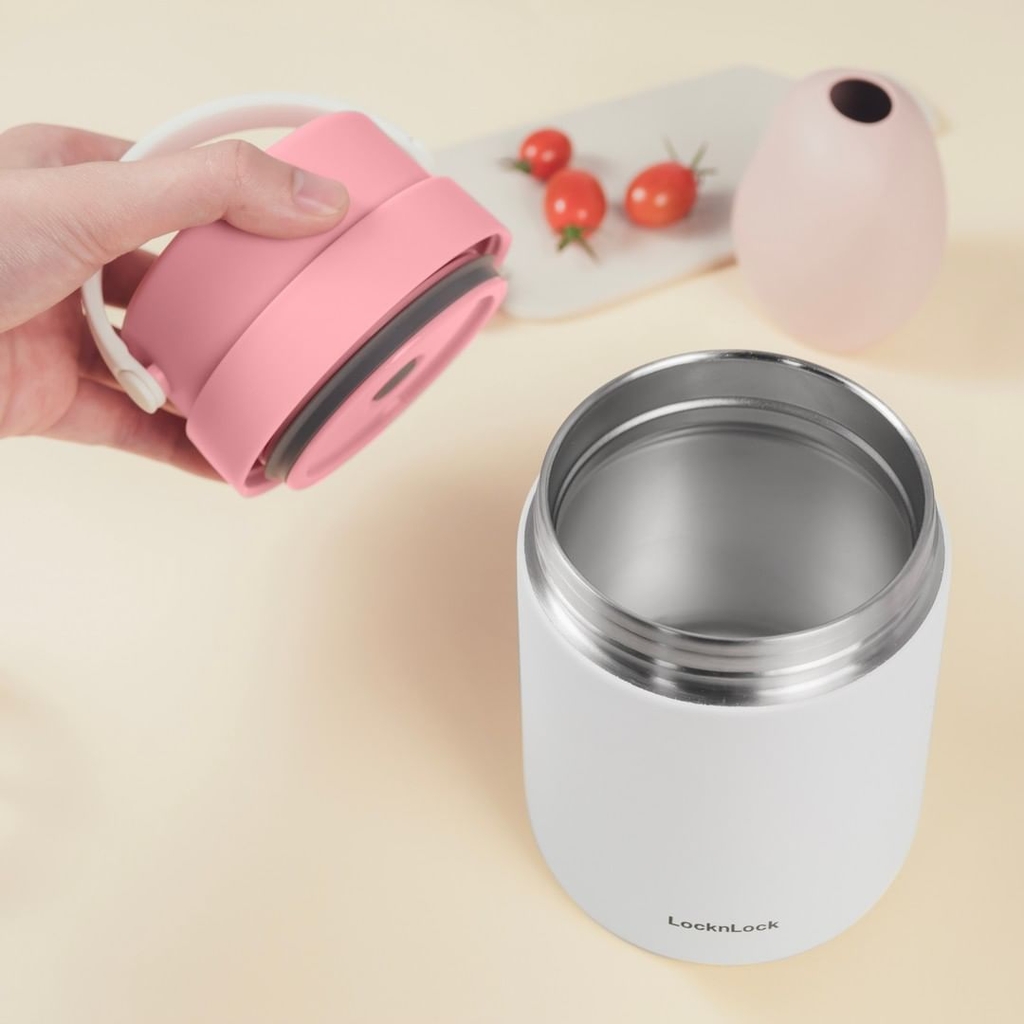 Hộp cơm giữ nhiệt Lock&Lock LHC8042 700ml - Hàng chính hãng, 2 ngăn kèm muỗng inox, có thể ủ cháo cho bé - JoyMall
