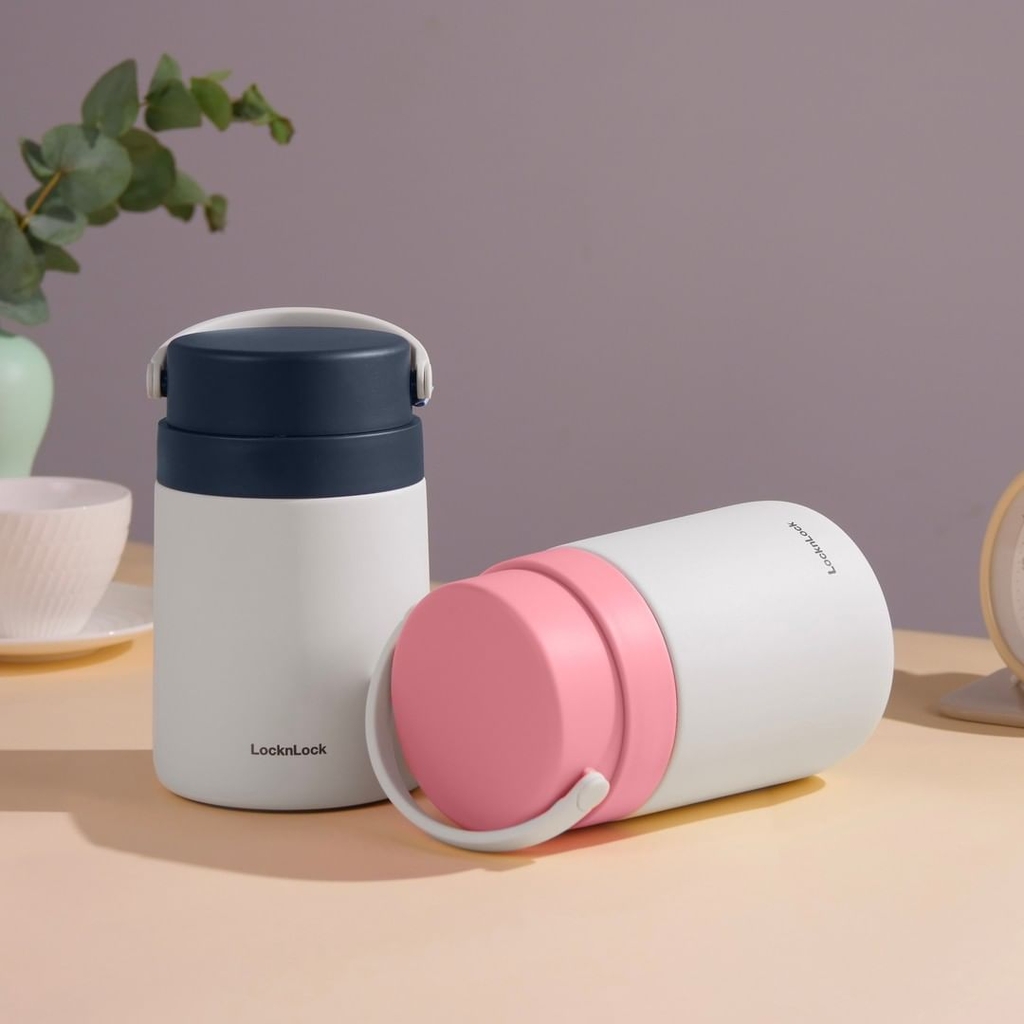 Hộp cơm giữ nhiệt Lock&Lock LHC8042 700ml - Hàng chính hãng, 2 ngăn kèm muỗng inox, có thể ủ cháo cho bé - JoyMall