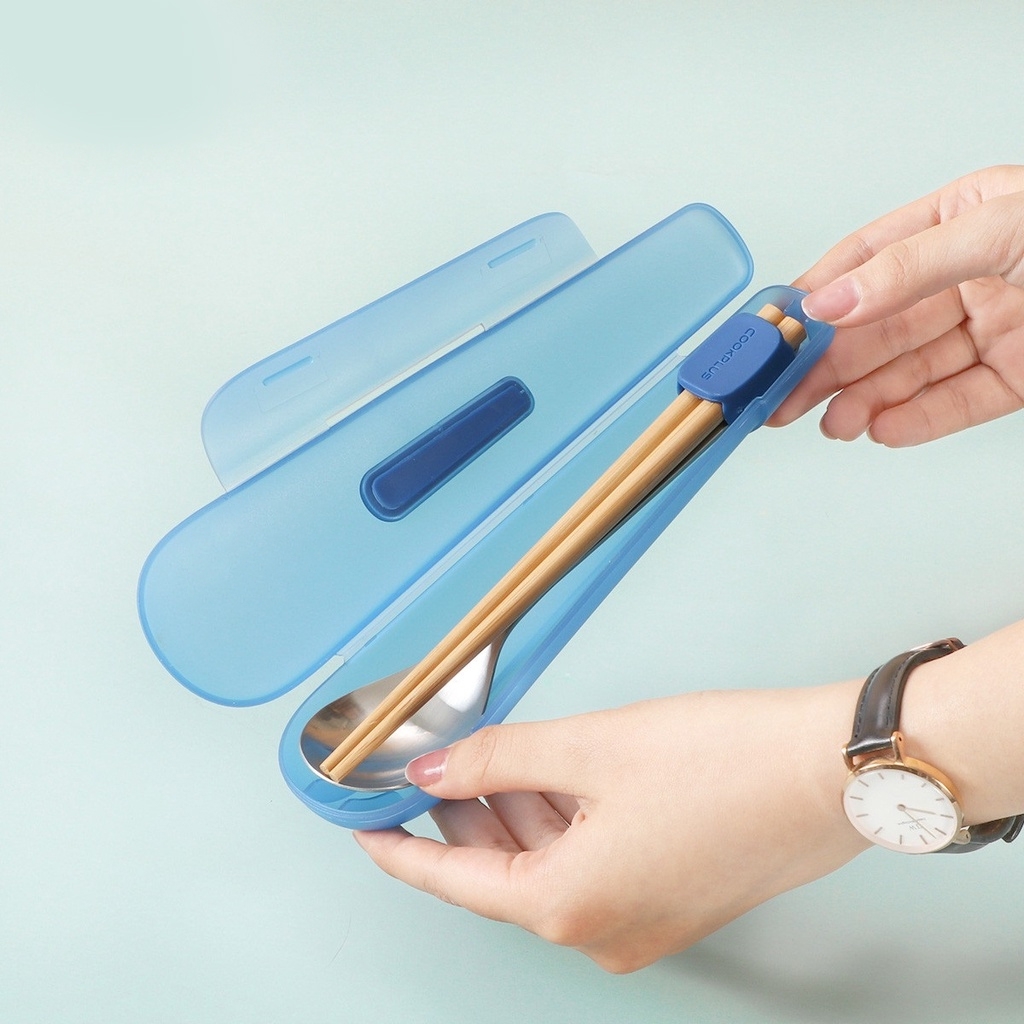 Bộ muỗng đũa LocknLock HPL103 có hộp đựng tiện dụng mang đi học, đi làm, đi du lịch với chất liệu inox và tre - JoyMall