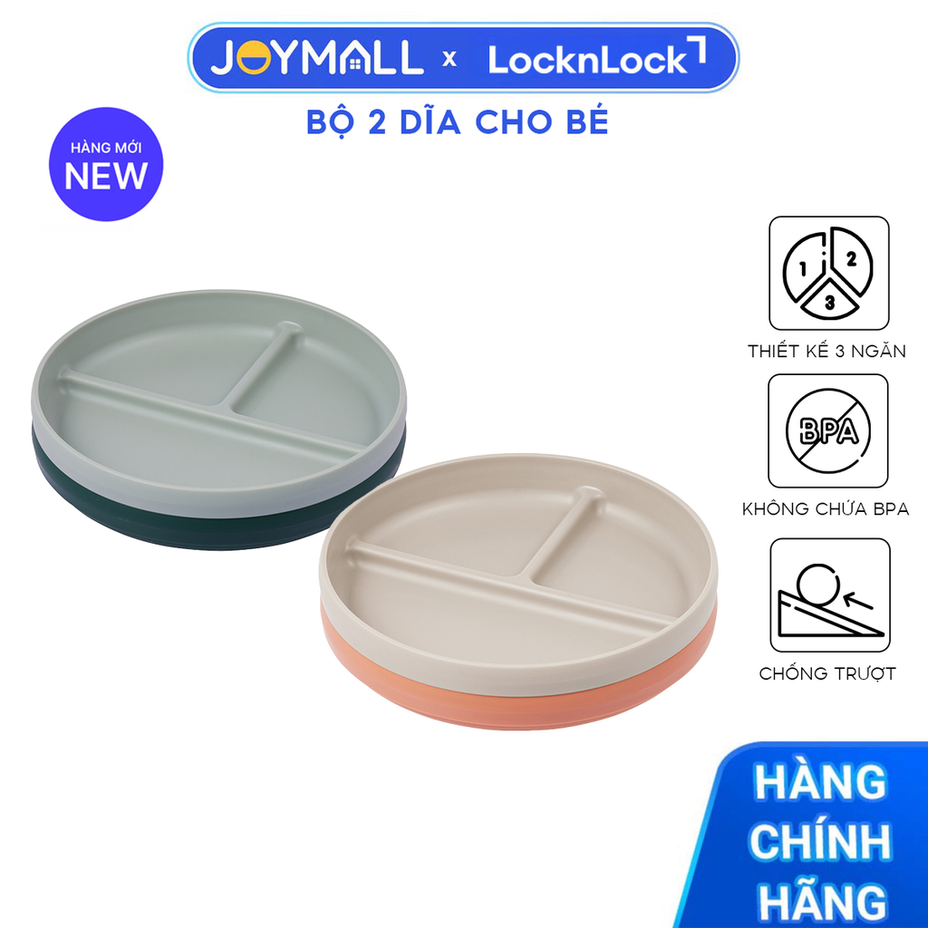 Bộ 2 Dĩa Chống Trượt LocknLock Little Luv Cho Bé HPP962, Hàng Chính Hãng - JoyMall