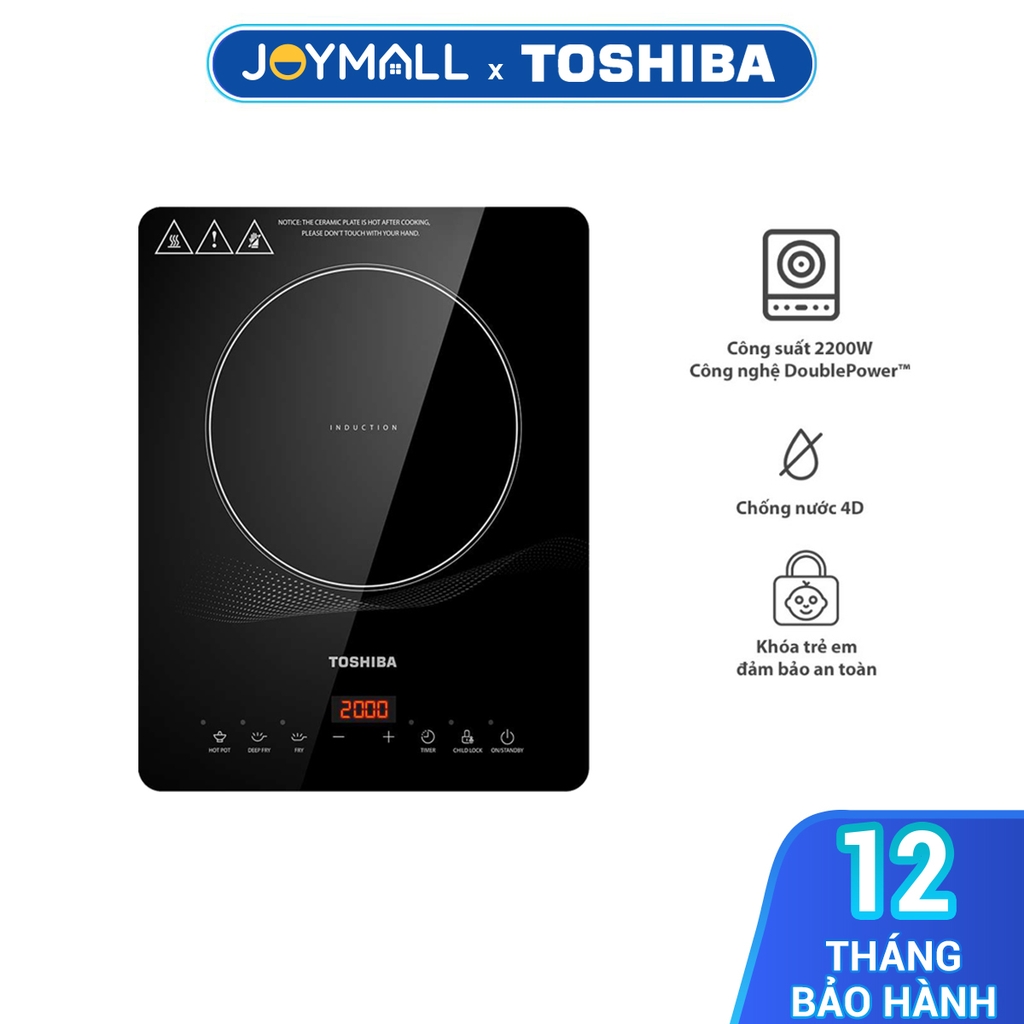 Bếp từ Toshiba IC-20R1SV , IC-20R2SV 2000w- Hàng chính hãng, điều khiển cảm ứng, tặng kèm nồi lẩu Inox - JoyMall